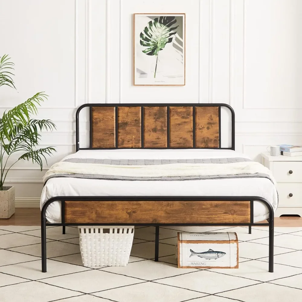 Queen Size Bed Frame with Wood Headboard,Metal Bed Frame with 14 Heavy Duty Steel Slats,No Box Spring Needed,Retro Brown
Queen Size Bed Frame with Wood Headboard,Metal Bed Frame with 14 Heavy Duty Steel Slats,No Box Spring Needed,Retro Brown