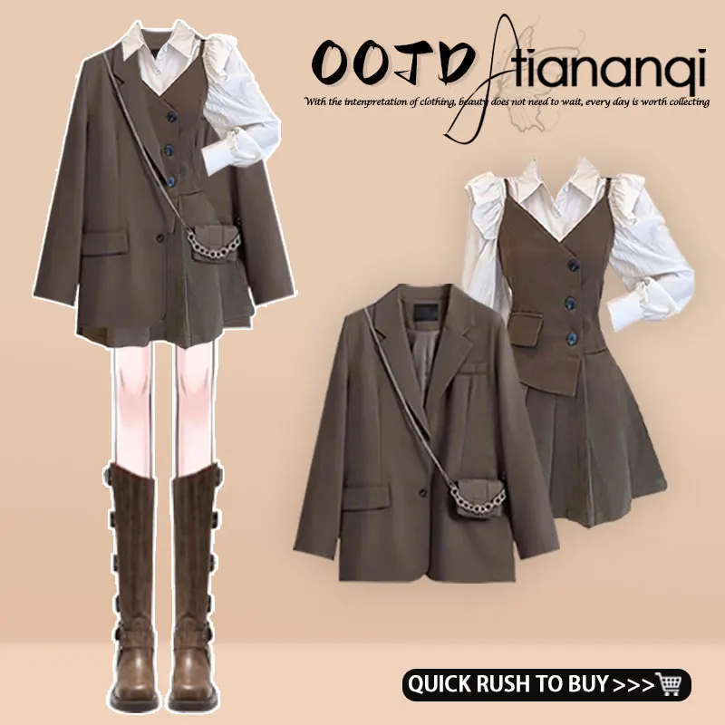 Autumn Faion Tee-Piece Set School Sle Suit Jaet Anti-Aging Clothing irt Slimming Top Dr V-Ne Button-Up Casual ...
Autumn Faion Tee-Piece Set School Sle Suit Jaet Anti-Aging Clothing irt Slimming Top Dr V-Ne Button-Up Casual ...