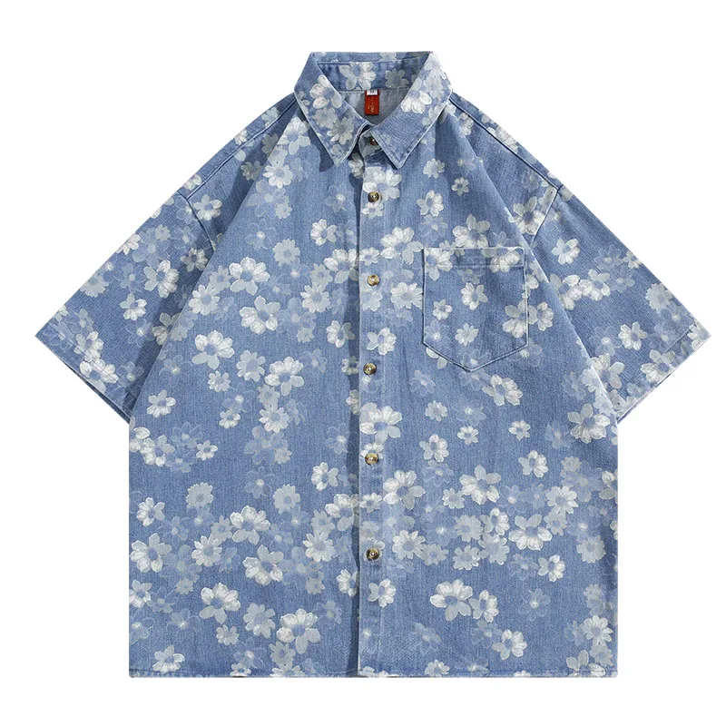 Мужская джинсовая рубашка в стиле ретро с цветочным принтом - винтажный стир с коротким рукавом, весна-лето, повседневная пляжная накидка для колледжа, незаменимый топ
Мужская джинсовая рубашка в стиле ретро с цветочным принтом - винтажный стир с коротким рукавом, весна-лето, повседневная пляжная накидка для колледжа, незаменимый топ