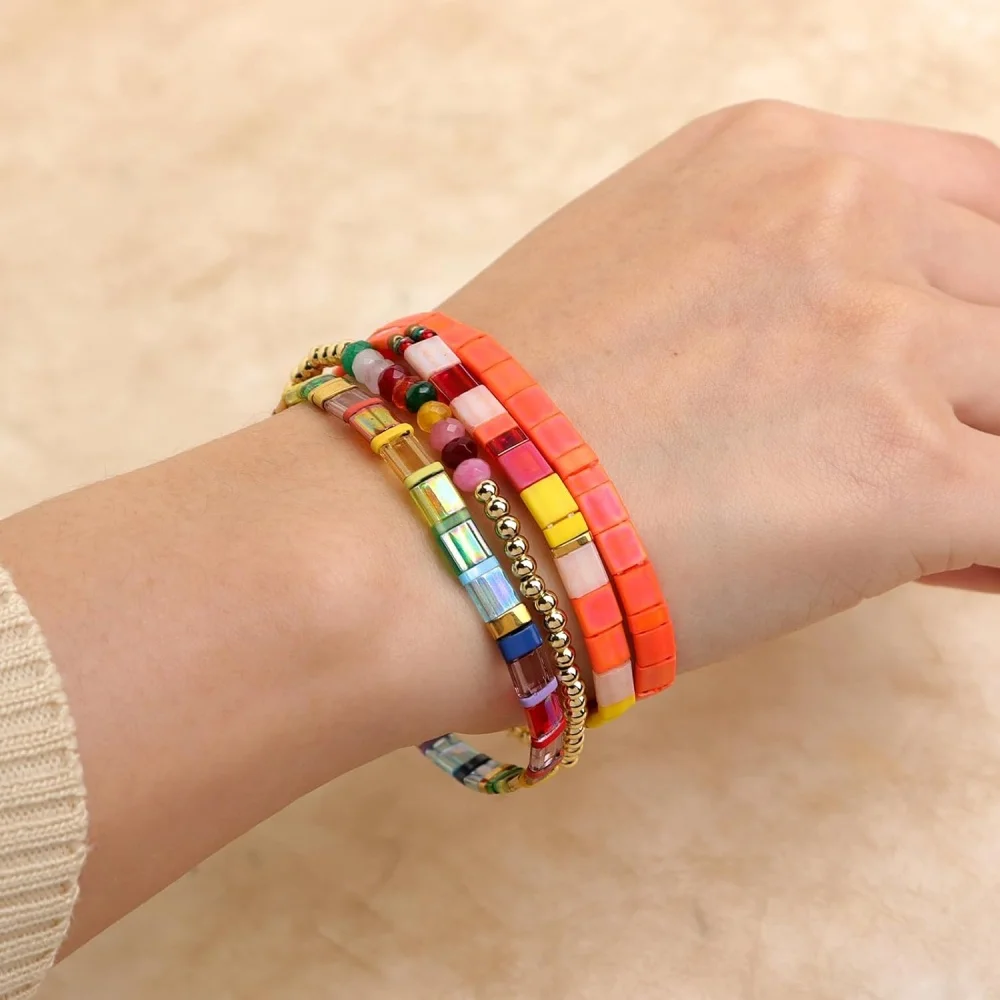 4PCS Rainbow Boho Tile Beaded Bracelets for Women Girls, Stretch Stackable Friendship Jewelry Set, Summer Beach Handmade Gift
4PCS Rainbow Boho Tile Beaded Bracelets for Women Girls, Stretch Stackable Friendship Jewelry Set, Summer Beach Handmade Gift