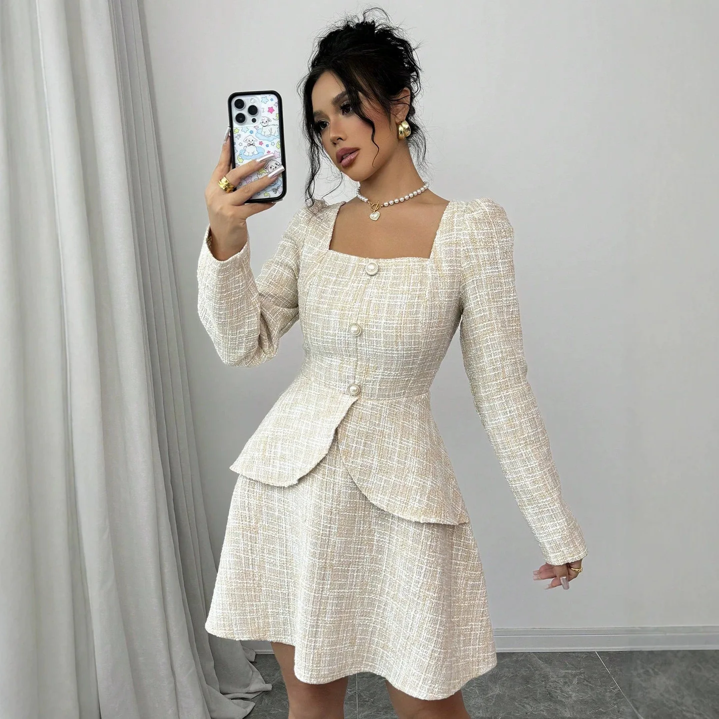 Women's 2026 New Style Square Neck Long Sleeve Waist-cinching Faux Two-piece Elegant Short Dress Evening Dresses Outfits Y2k、
Women's 2026 New Style Square Neck Long Sleeve Waist-cinching Faux Two-piece Elegant Short Dress Evening Dresses Outfits Y2k、