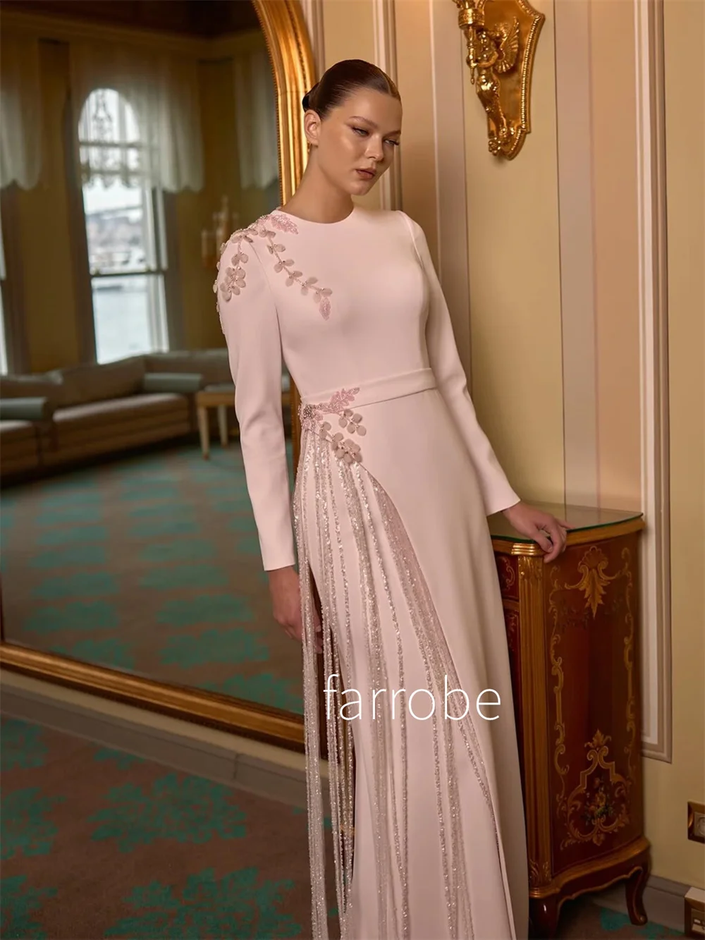 Customized Modern Style Jersey Pleat Sequined Flower Straight Jewel Long Bespoke Occasion Evening Dresses Classic
Customized Modern Style Jersey Pleat Sequined Flower Straight Jewel Long Bespoke Occasion Evening Dresses Classic