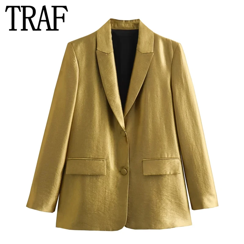 TRAF Women Blazer Gold Elegant Womens Jackets Long Sleeve Office Wear Fashion Woman Blazer 2023 Button Autumn Formal Jacket
TRAF Women Blazer Gold Elegant Womens Jackets Long Sleeve Office Wear Fashion Woman Blazer 2023 Button Autumn Formal Jacket