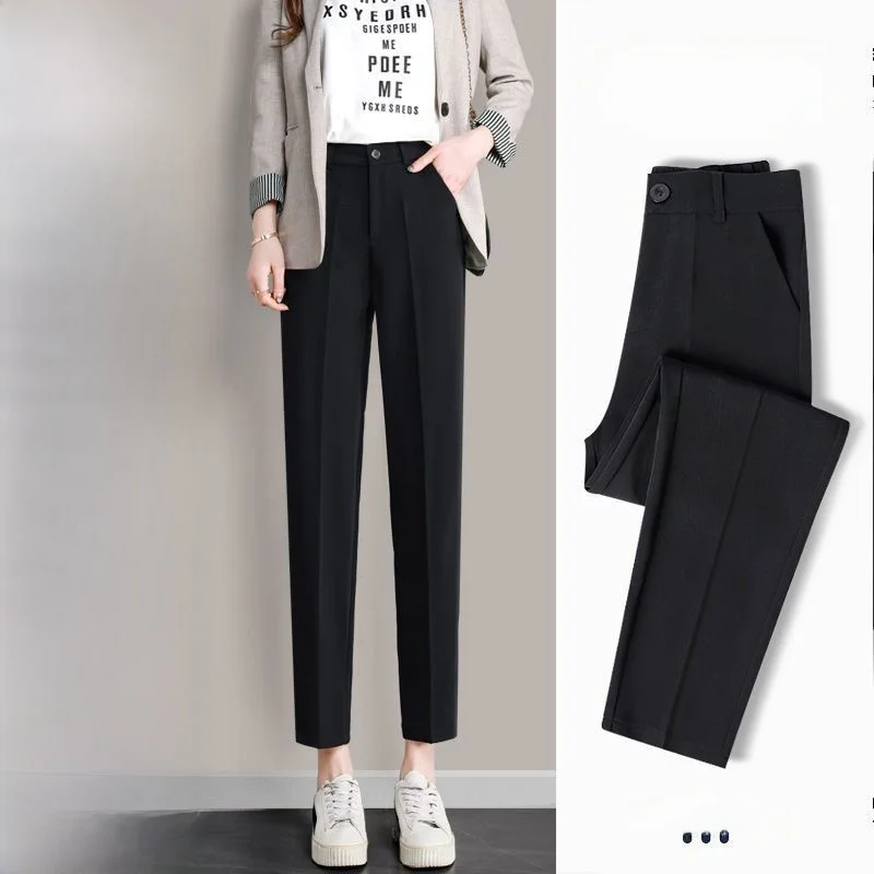 Slimming Straight Leg Suit Pants for Women High Waist Black Nine-Piece Casual Style Spring Summer Autumn New Arrival
Slimming Straight Leg Suit Pants for Women High Waist Black Nine-Piece Casual Style Spring Summer Autumn New Arrival