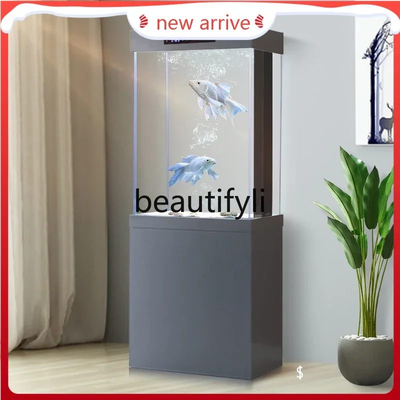 AAluminum alloy new fish tank small ultra-white glass floor-to-ceiling vertical square ecological bottom filter fish tank H 
AAluminum alloy new fish tank small ultra-white glass floor-to-ceiling vertical square ecological bottom filter fish tank H