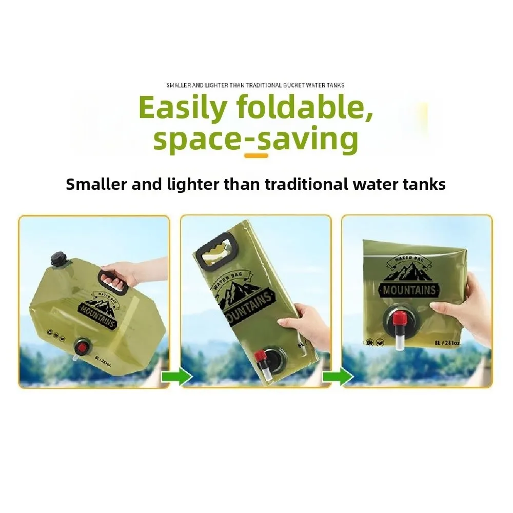 8L Water Storage Bag Reusable Portable Folding Water Bag Food Grade Faucet Valve Car Mounted Water Tank Camping Supplies
8L Water Storage Bag Reusable Portable Folding Water Bag Food Grade Faucet Valve Car Mounted Water Tank Camping Supplies