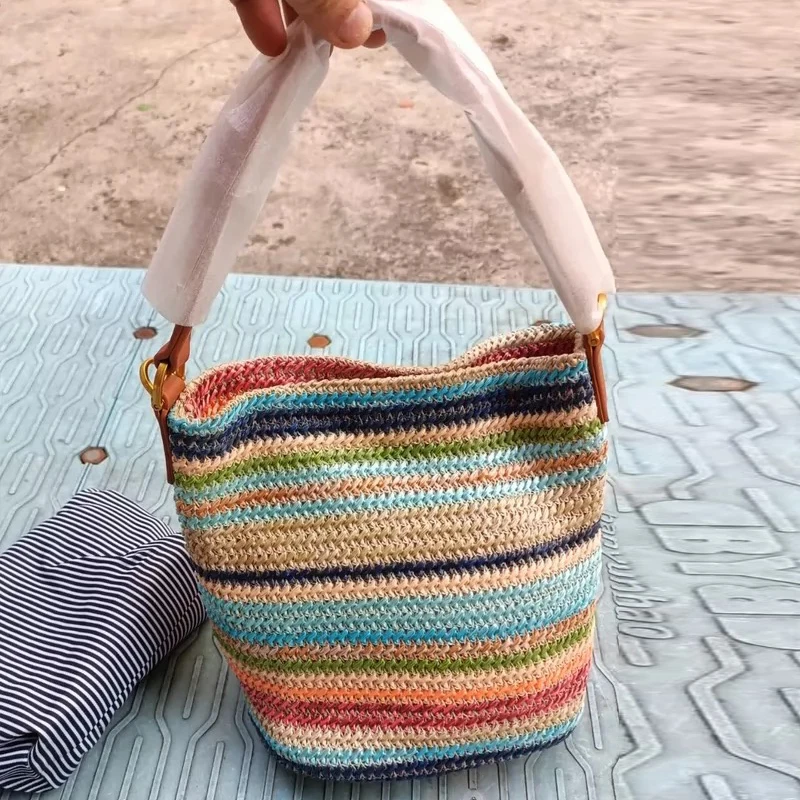 Beach Straw Bucket Bags For Women Luxury Designer Handbag And Purse 2025 New In Grass Stripe With Inner Pocket Underarm Shoulder
Beach Straw Bucket Bags For Women Luxury Designer Handbag And Purse 2025 New In Grass Stripe With Inner Pocket Underarm Shoulder