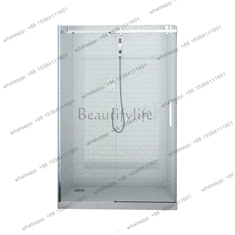 One-character simple shower room, transparent tempered glass door partition, dry and wet separation shower room
One-character simple shower room, transparent tempered glass door partition, dry and wet separation shower room