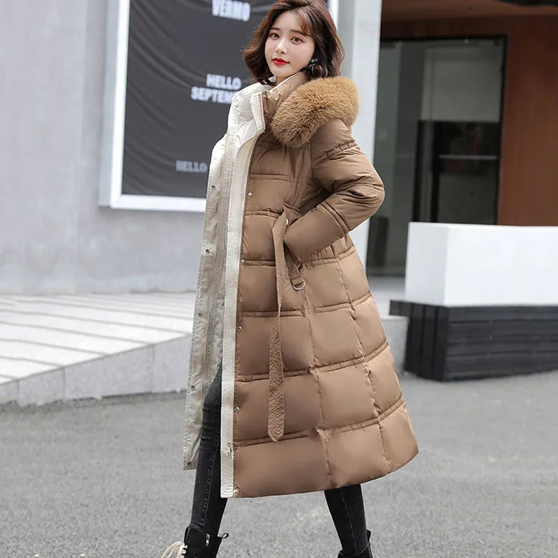 Women's Cotton Quilted Down Jacket with Big Fur Collar, Casual Hooded Parka, Female Long Overcoat, Cold Warm Coat, New, Winter
Women's Cotton Quilted Down Jacket with Big Fur Collar, Casual Hooded Parka, Female Long Overcoat, Cold Warm Coat, New, Winter