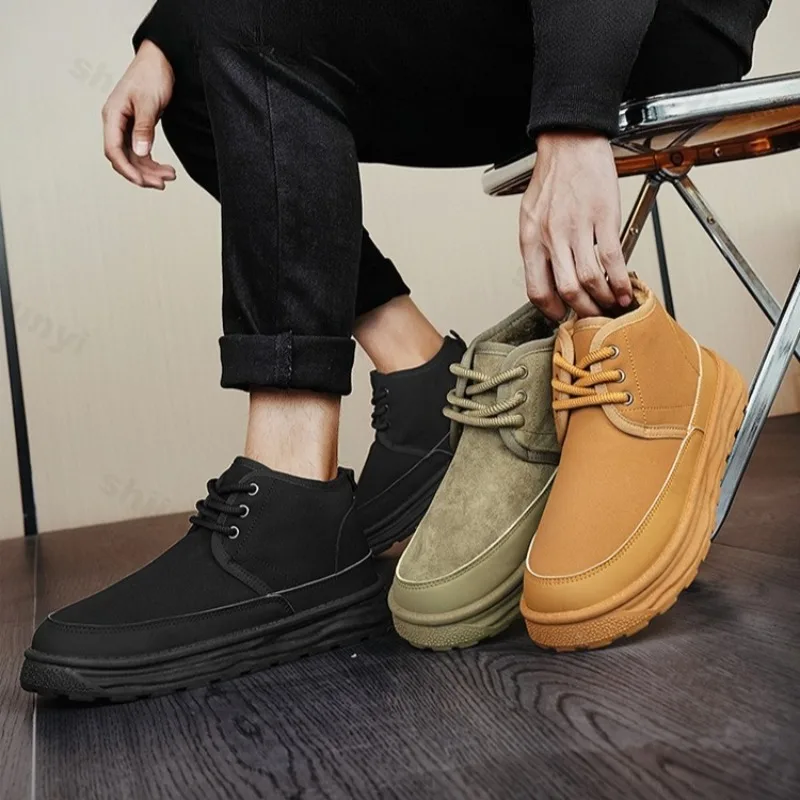 Мужские зимние ботинки, новые зимние уличные нескользящие плюшевые утепленные хлопковые туфли, модная удобная теплая обувь на шнуровке, увеличивающая рост
Мужские зимние ботинки, новые зимние уличные нескользящие плюшевые утепленные хлопковые туфли, модная удобная теплая обувь на шнуровке, увеличивающая рост