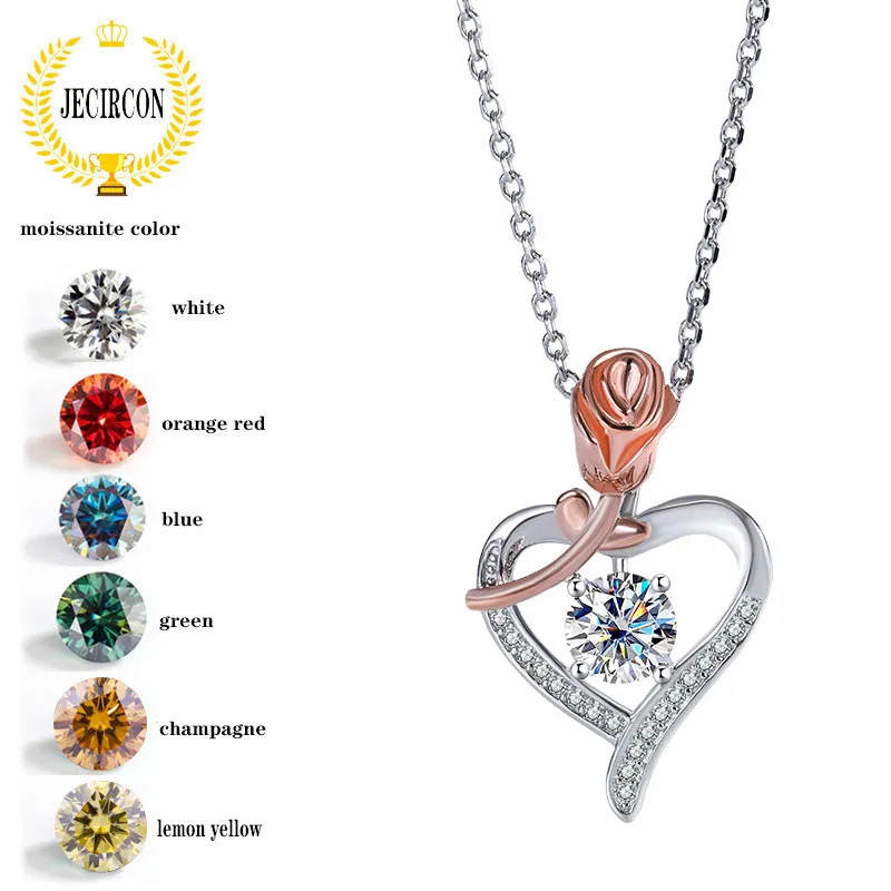 JECIRCON S925 Sterling Silver Rose Heart Necklace for Women Valentine's Day Gift Colorful Moissanite Temperament Pendant chain
JECIRCON S925 Sterling Silver Rose Heart Necklace for Women Valentine's Day Gift Colorful Moissanite Temperament Pendant chain