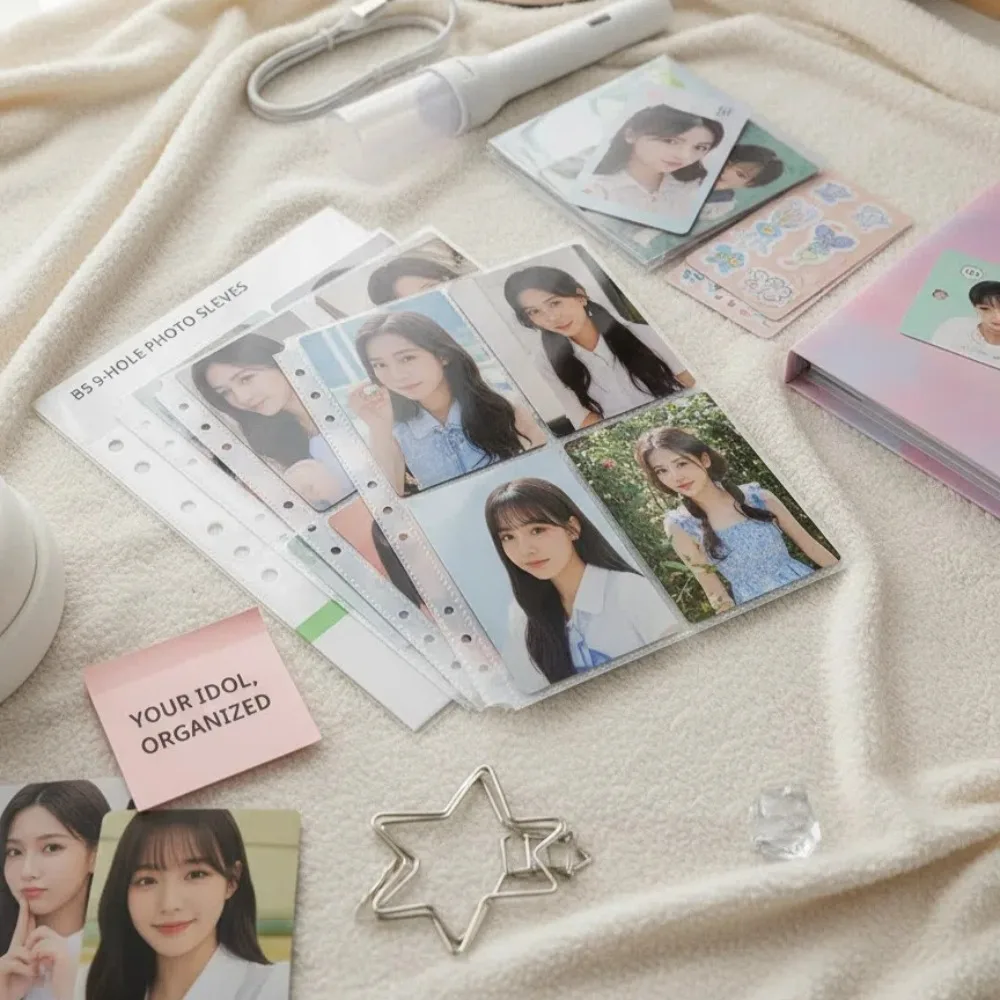 B5 9-Ring/26-Ring Photo Card Sleeves – High Clarity PP Pages for 5"/7" Photos, Tickets, Magazine Cuts (1-12 Pockets)
B5 9-Ring/26-Ring Photo Card Sleeves – High Clarity PP Pages for 5"/7" Photos, Tickets, Magazine Cuts (1-12 Pockets)