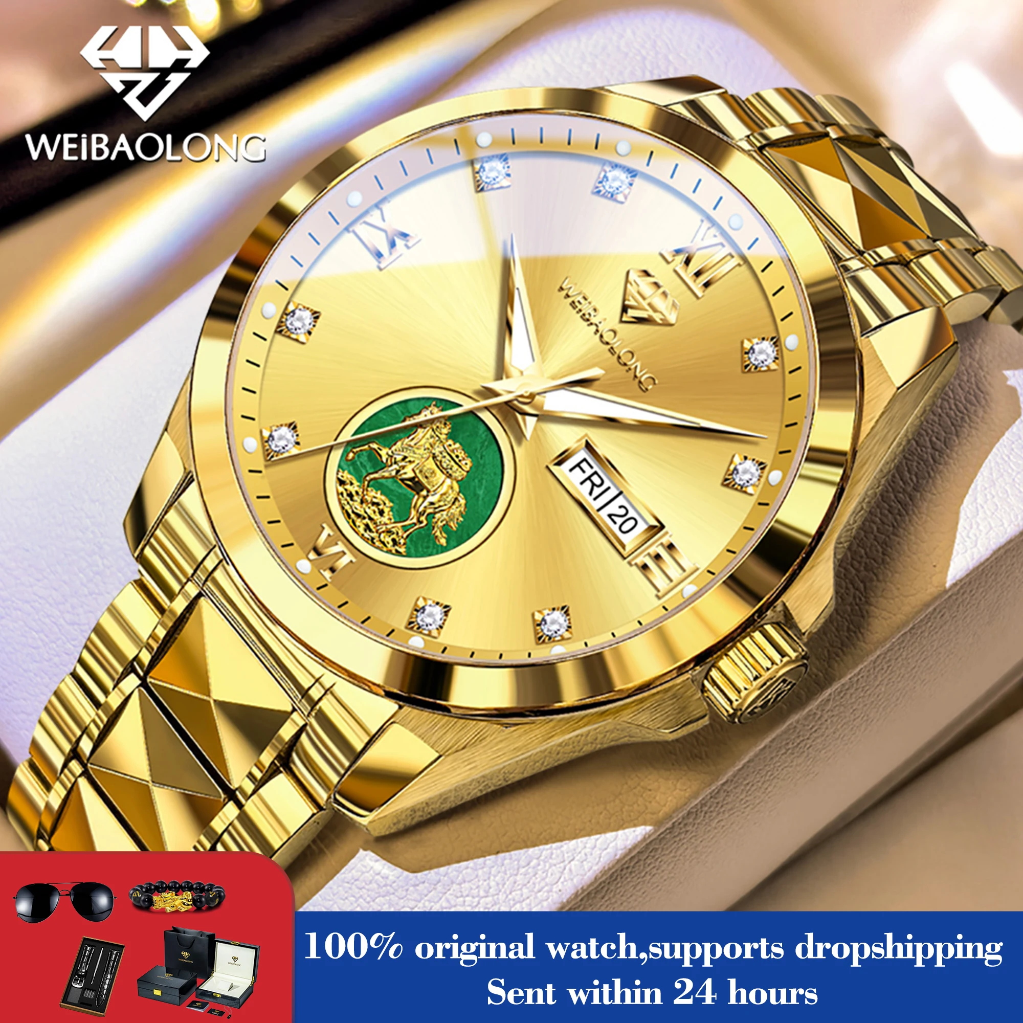 WEIBAOLONG 3816 Luxury Mens Automatic Mechanical Watch 50M Waterproof Tungsten Steel Week Date Real Gold Diamond Watches for Man
WEIBAOLONG 3816 Luxury Mens Automatic Mechanical Watch 50M Waterproof Tungsten Steel Week Date Real Gold Diamond Watches for Man