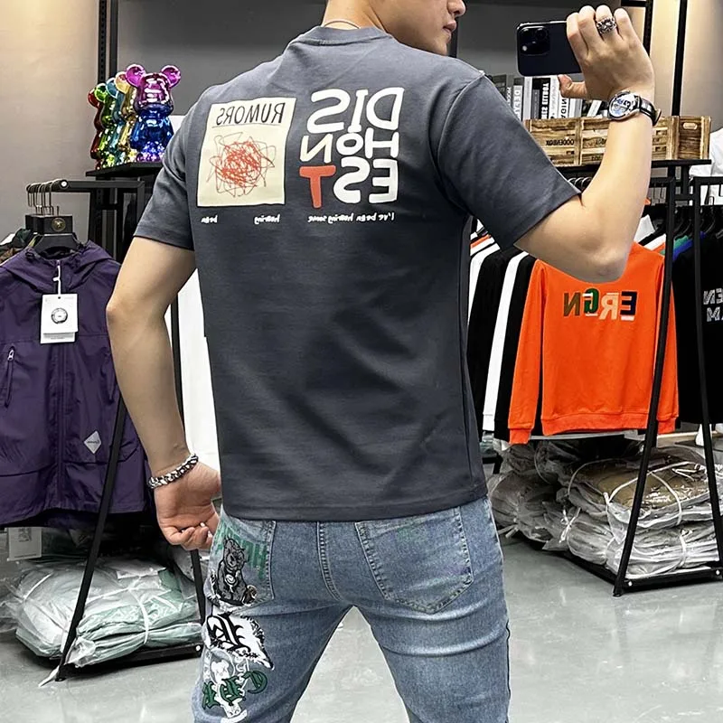 Loose T-shirt men's Summer Short Sleeved Embroidered Top New Trendy Fashionable Youth Streetwear Male Clothing Plus Bottom Shirt
Loose T-shirt men's Summer Short Sleeved Embroidered Top New Trendy Fashionable Youth Streetwear Male Clothing Plus Bottom Shirt