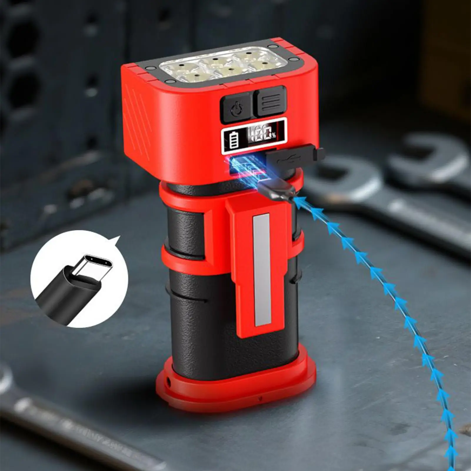 Auto Repair Flashlight Maintenance Light Magnetic Car Work Light 180-degree Rotation COB Work Lamp Hangable Digital Display 
Auto Repair Flashlight Maintenance Light Magnetic Car Work Light 180-degree Rotation COB Work Lamp Hangable Digital Display