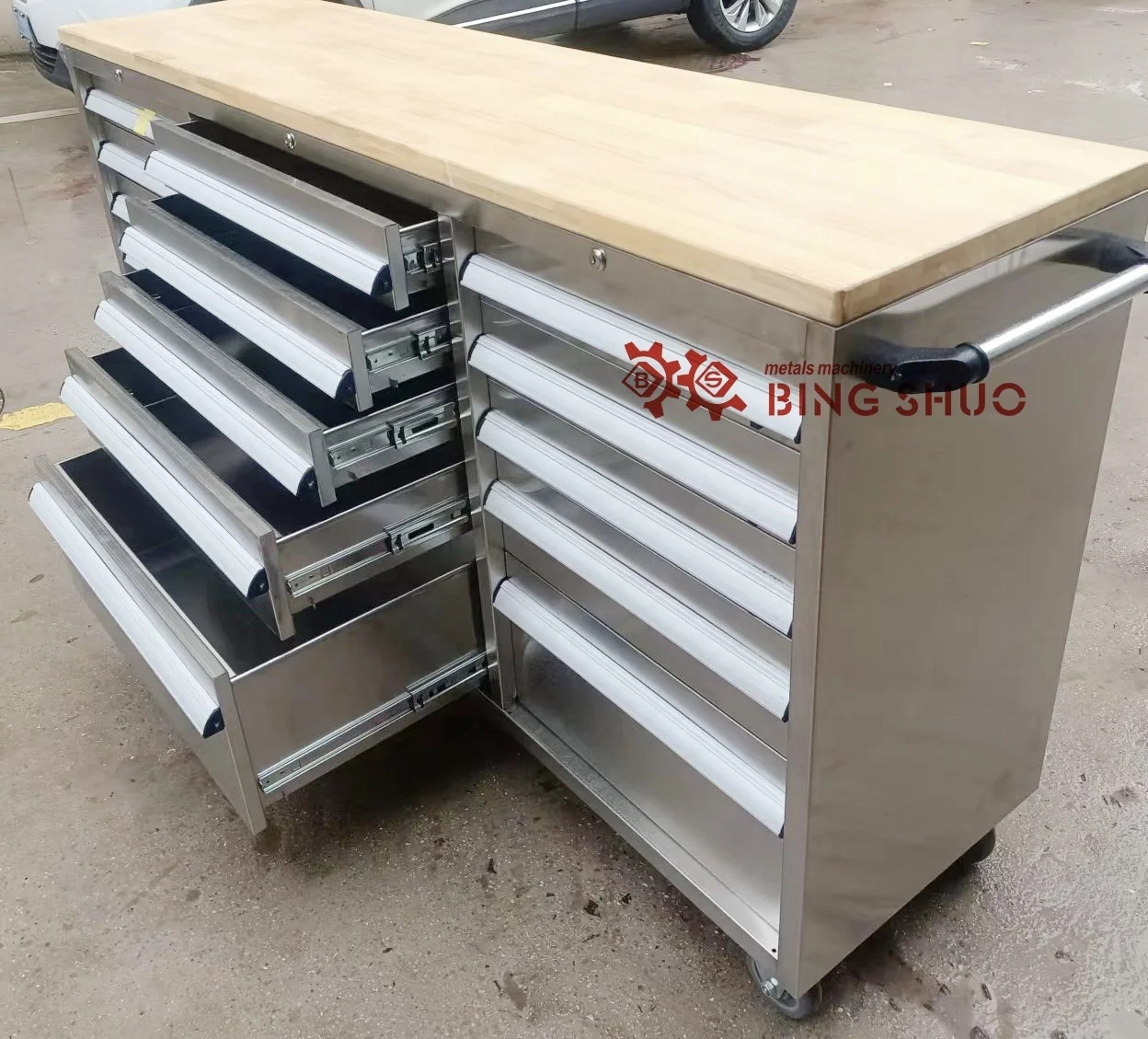 Tool Cabinet Workbench With Wooden Desktop Metal Drawers Parts Cabinet Steel Workshop Tool Box Roller Cabinet
Tool Cabinet Workbench With Wooden Desktop Metal Drawers Parts Cabinet Steel Workshop Tool Box Roller Cabinet