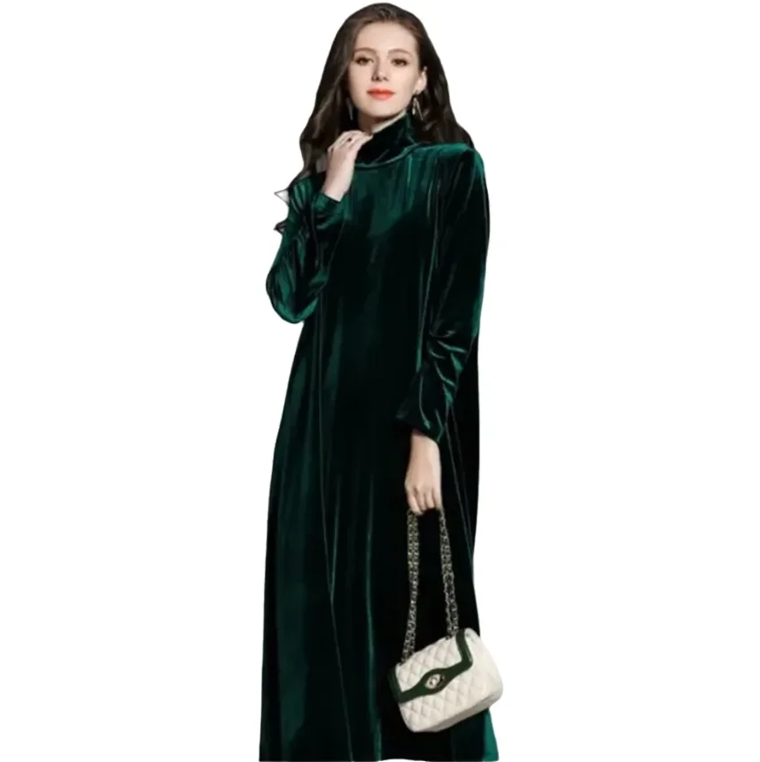 Hot sale Winter women warm turtleneck Elegant Velvet dress, Autumn maxi long sleeve velour Party Dresses plus size dress
Hot sale Winter women warm turtleneck Elegant Velvet dress, Autumn maxi long sleeve velour Party Dresses plus size dress