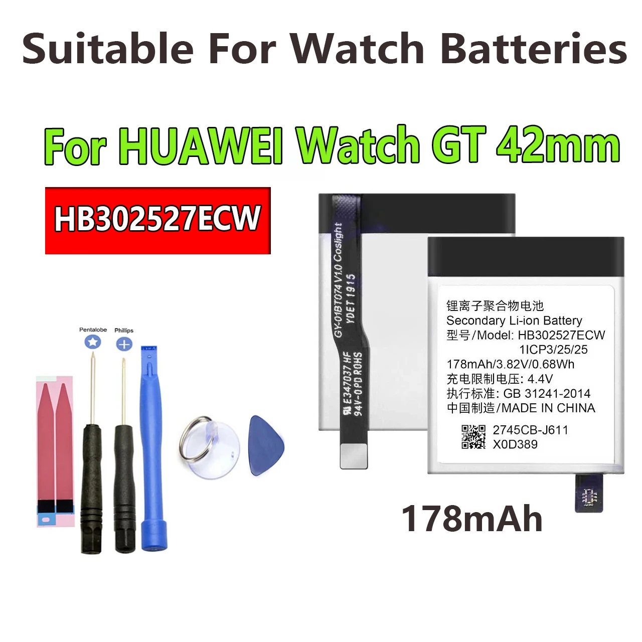 HB302527ECW New High Quality NEW Battery for Huawei Honor Watch Magic GT 178mAh Watch Battery Replacement+tools
HB302527ECW New High Quality NEW Battery for Huawei Honor Watch Magic GT 178mAh Watch Battery Replacement+tools