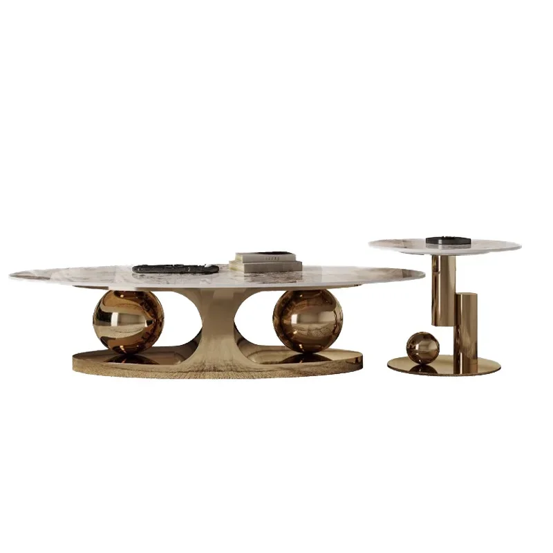 Light luxury Italian modern rock slab Pandora coffee table stainless steel oval living room simple designer creative tea table
Light luxury Italian modern rock slab Pandora coffee table stainless steel oval living room simple designer creative tea table