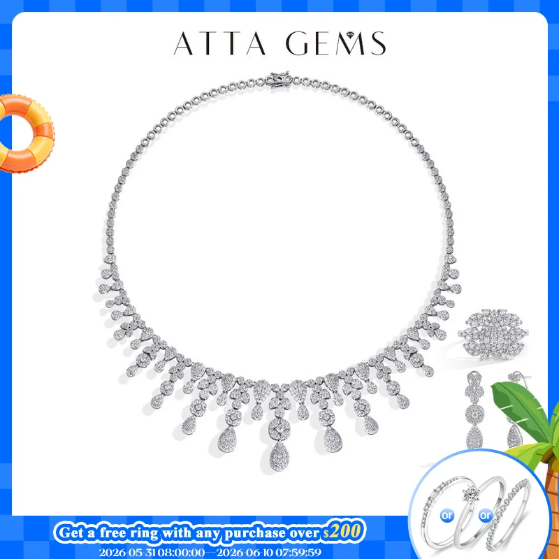 ATTAGEMS Vintage s925 Silver Moissanite Jewelry Set forWomen Tassel Water Drop Necklace Earrings Ring Bracelet for Wedding Party
ATTAGEMS Vintage s925 Silver Moissanite Jewelry Set forWomen Tassel Water Drop Necklace Earrings Ring Bracelet for Wedding Party