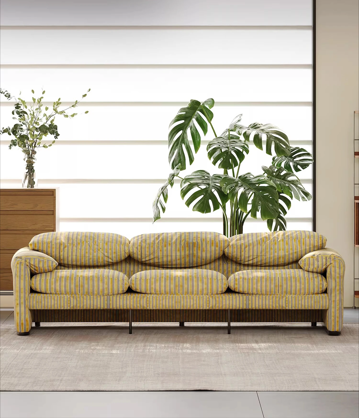 Italian minimalist Malarenga sofa backrest adjustable striped fabric straight row three-person wabi-sabi wind living room
Italian minimalist Malarenga sofa backrest adjustable striped fabric straight row three-person wabi-sabi wind living room