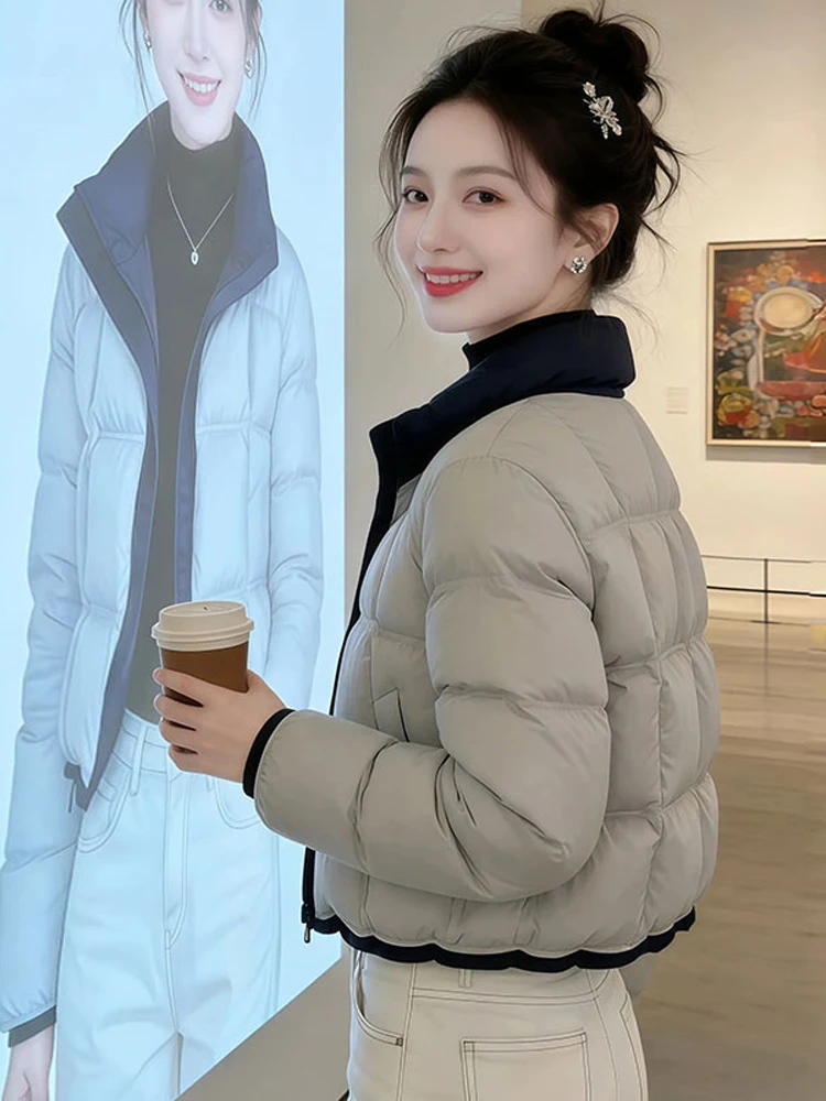 Fashionable Color Block Short down Cotton Jacket Women's Thick Warm Commute Style Winter New Arrival Korean Loose Fit Coat
Fashionable Color Block Short down Cotton Jacket Women's Thick Warm Commute Style Winter New Arrival Korean Loose Fit Coat
