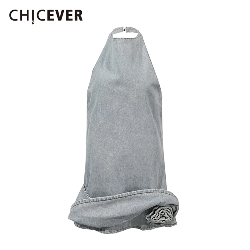 CHICEVER Blue Spliced Fold Dress Female Halter Neck Sleeveless Slimming Temperment Basics Women's Short Dresses Summer Fashion
CHICEVER Blue Spliced Fold Dress Female Halter Neck Sleeveless Slimming Temperment Basics Women's Short Dresses Summer Fashion