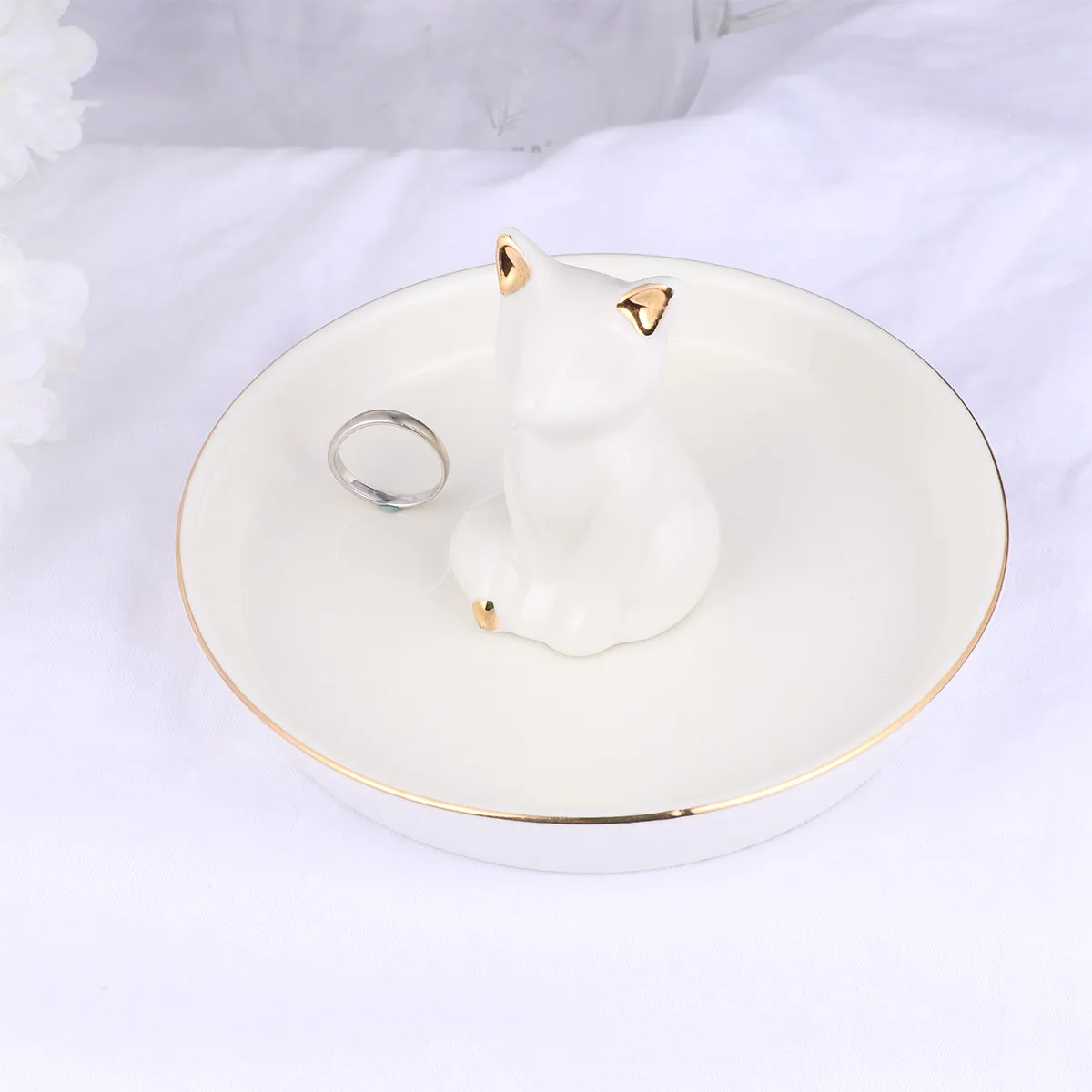 2Pcs Ceramic Jewelry Tray Small Round Edge Trinket Dish Storage Organizer for Rings Bracelets Earrings Keys White Tray Fox
2Pcs Ceramic Jewelry Tray Small Round Edge Trinket Dish Storage Organizer for Rings Bracelets Earrings Keys White Tray Fox