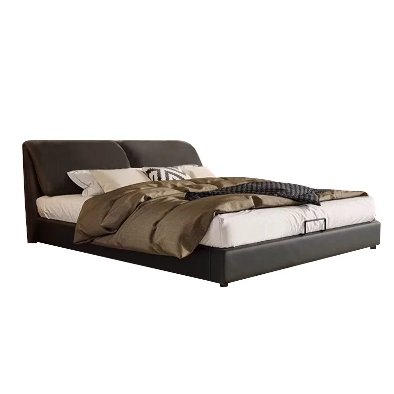 Leather bed, modern, simple, master bedroom, small apartment, short feet, air pressure, storage 
Leather bed, modern, simple, master bedroom, small apartment, short feet, air pressure, storage