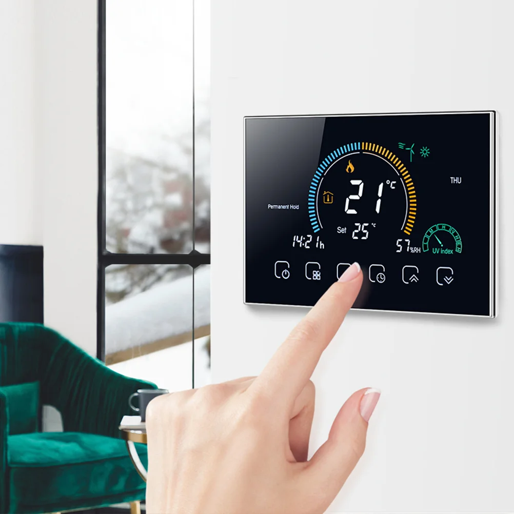 Smart Thermostat 4.8-Inch Color Backlit Lcd Touch Screen 15Mm Slim Wall Mount Compatible With 86Mm Cassette 60Mm Box Wireless
Smart Thermostat 4.8-Inch Color Backlit Lcd Touch Screen 15Mm Slim Wall Mount Compatible With 86Mm Cassette 60Mm Box Wireless