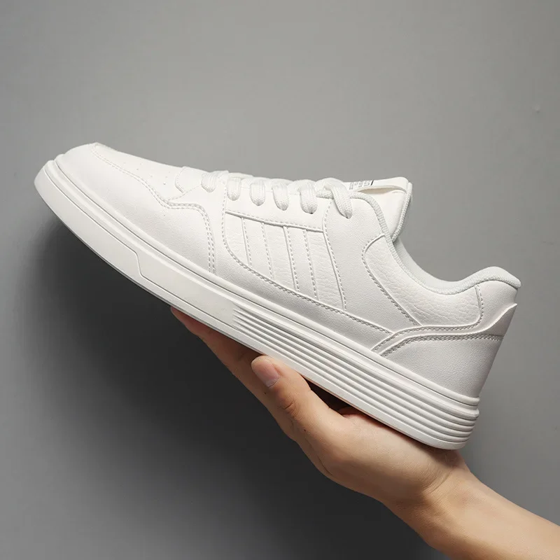 New Fashion Men Leather Casual Shoes White Flat Skate Shoes Young Man Cool Lace-up Sneaker
New Fashion Men Leather Casual Shoes White Flat Skate Shoes Young Man Cool Lace-up Sneaker