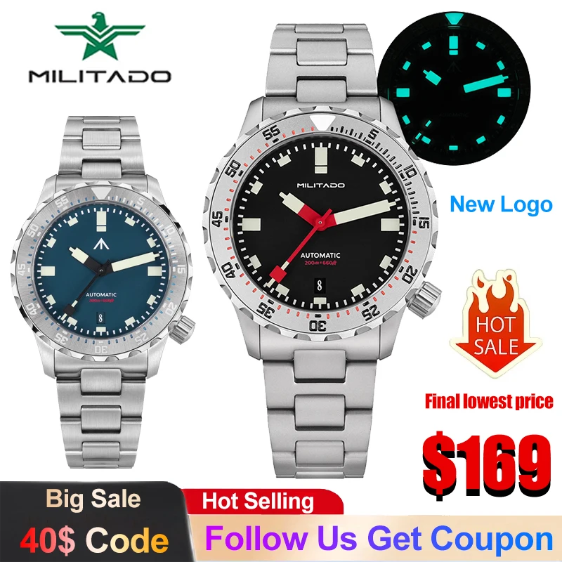 Militado ML20 Men's Luxury Watch 39mm PT5000 Automatic Mechanical Movement BGW9 Luminous Watch Sapphire 20Bar Steel Diver Watch
Militado ML20 Men's Luxury Watch 39mm PT5000 Automatic Mechanical Movement BGW9 Luminous Watch Sapphire 20Bar Steel Diver Watch