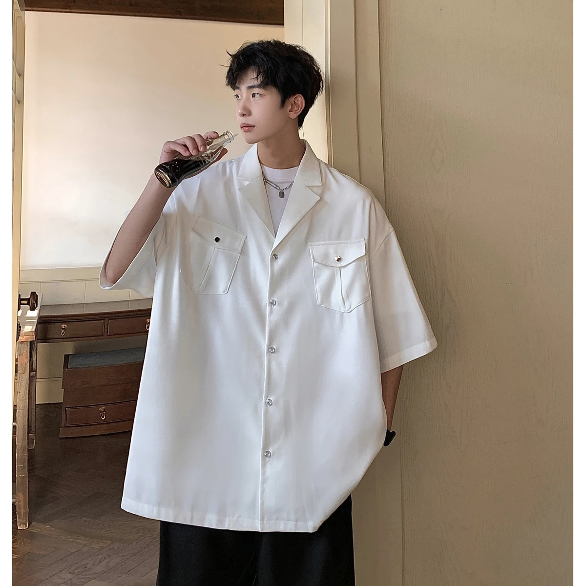 Men's ort Sve irt Loose Fit Casual Workwear Top Summer Faion Brand White Outerwear Japanese Sle Loose Leisure Work...
Men's ort Sve irt Loose Fit Casual Workwear Top Summer Faion Brand White Outerwear Japanese Sle Loose Leisure Work...