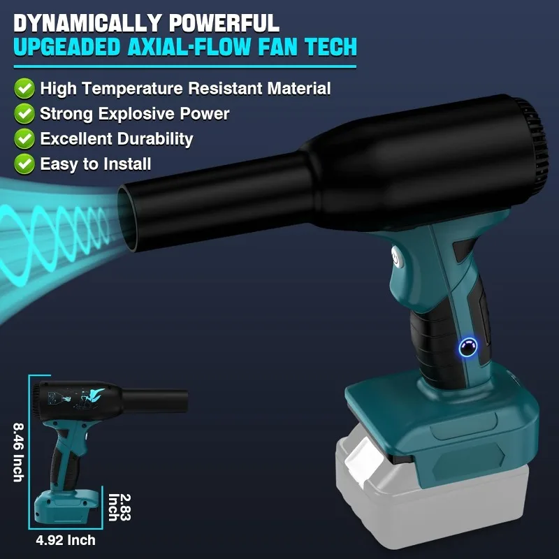 Portable Violent Fan Suitable for Milwaukee DeWalt Makita Ryobi 18V Lithium Battery Strong Winds Speed Mini Jet Blower Turbo Fan 
Portable Violent Fan Suitable for Milwaukee DeWalt Makita Ryobi 18V Lithium Battery Strong Winds Speed Mini Jet Blower Turbo Fan