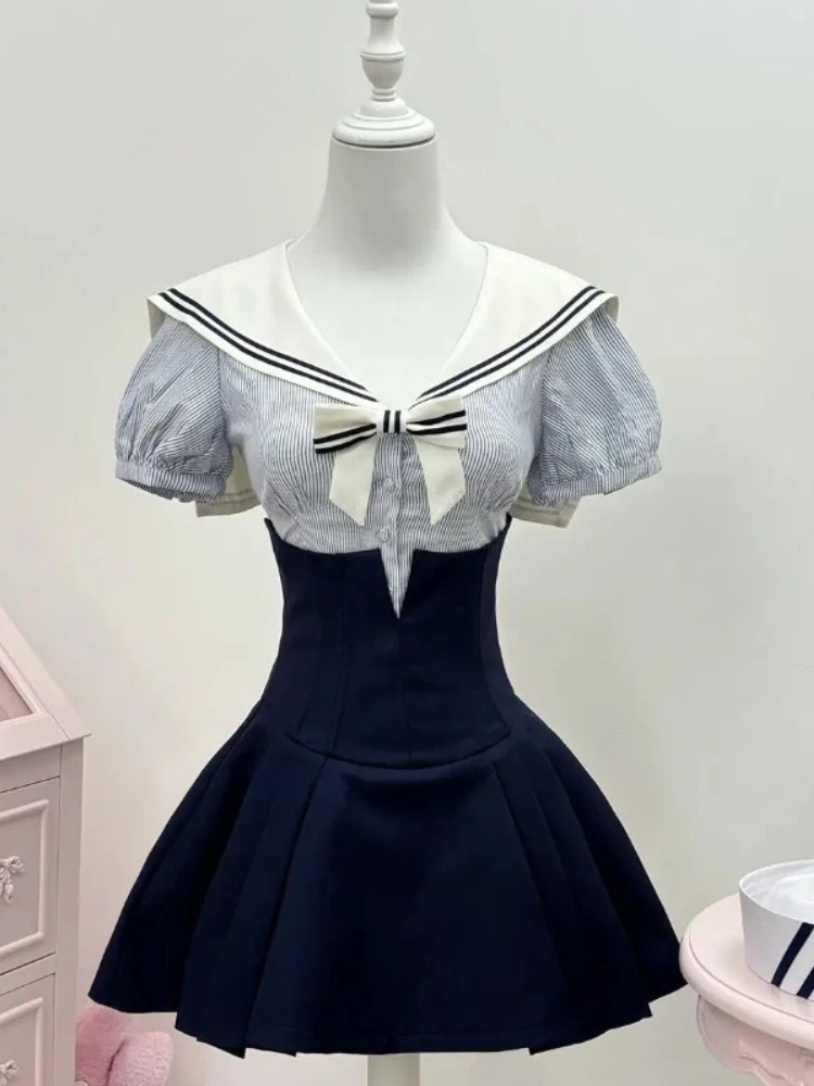 Women Sweet Kawaii Elegant 2 Piece Sets Summer Y2k Preppy Style Retro Mini Skirt Suit Female Slim Chic Korean Popular Clothes
Women Sweet Kawaii Elegant 2 Piece Sets Summer Y2k Preppy Style Retro Mini Skirt Suit Female Slim Chic Korean Popular Clothes