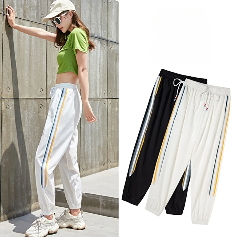 Ice Silk Quick Dry Women Sweatpants Fashion Side Striped Casual Pants Baggy Elastic Waist Student Unisex Hip Hop Loose Trousers
Ice Silk Quick Dry Women Sweatpants Fashion Side Striped Casual Pants Baggy Elastic Waist Student Unisex Hip Hop Loose Trousers