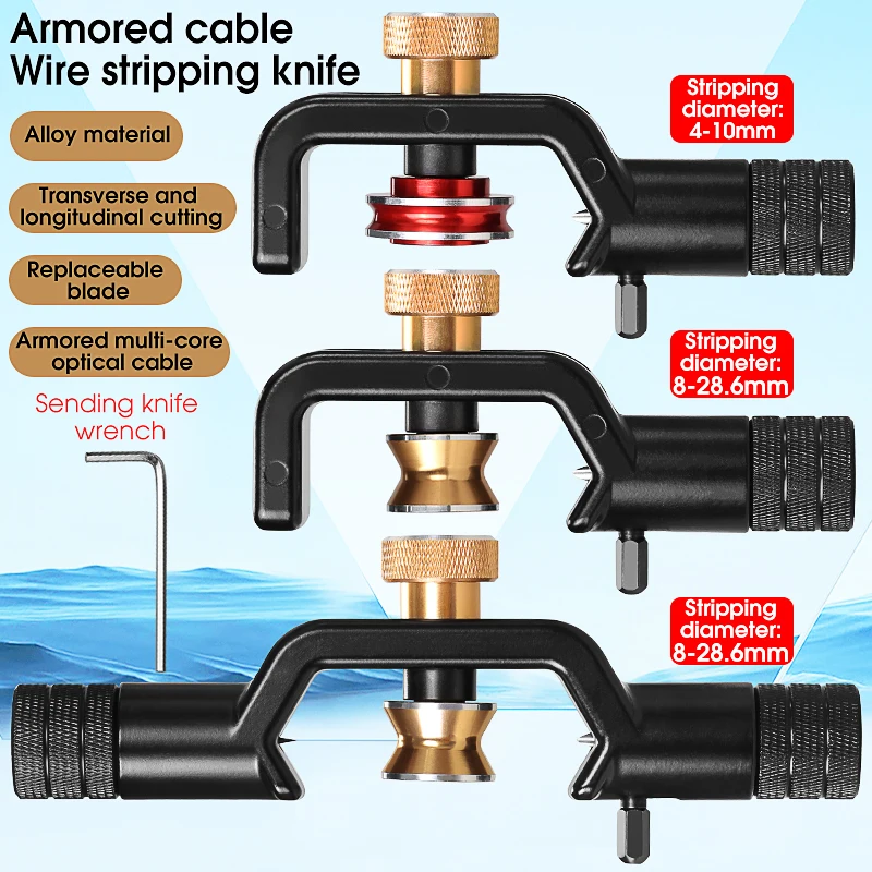 Metal Type ACS-2 Armoured Cable Stripping Knives 4-10MM/8-28.6MM(Optional) Longitudinal/Horizontal Optical Fiber Sheath Stripper
Metal Type ACS-2 Armoured Cable Stripping Knives 4-10MM/8-28.6MM(Optional) Longitudinal/Horizontal Optical Fiber Sheath Stripper