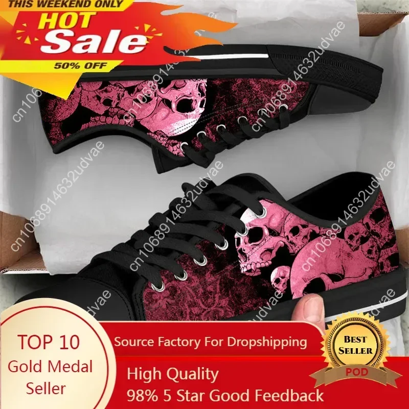 Fashion Skull Print Canvas Shoes Women Black And Pink Lace Up Flats Retro Style Low Top Footwear For Female
Fashion Skull Print Canvas Shoes Women Black And Pink Lace Up Flats Retro Style Low Top Footwear For Female