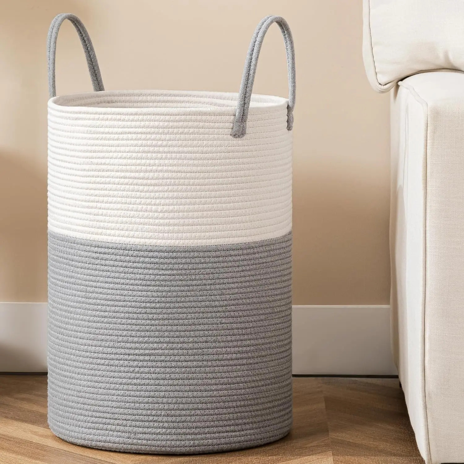 Large Storage Basket Tall Woven Decorative Laundry Hamper With Handles Foldable Cotton Rope for Clothes Kids Toys Living Room
Large Storage Basket Tall Woven Decorative Laundry Hamper With Handles Foldable Cotton Rope for Clothes Kids Toys Living Room