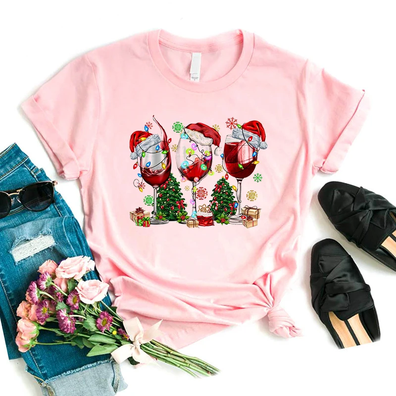Christmas Wine Glasses Printed T Shirt Girls Xmas Gift Fashion Casual Tshirt Women Summer Short Sleeve T-Shirt Female Streetwear
Christmas Wine Glasses Printed T Shirt Girls Xmas Gift Fashion Casual Tshirt Women Summer Short Sleeve T-Shirt Female Streetwear