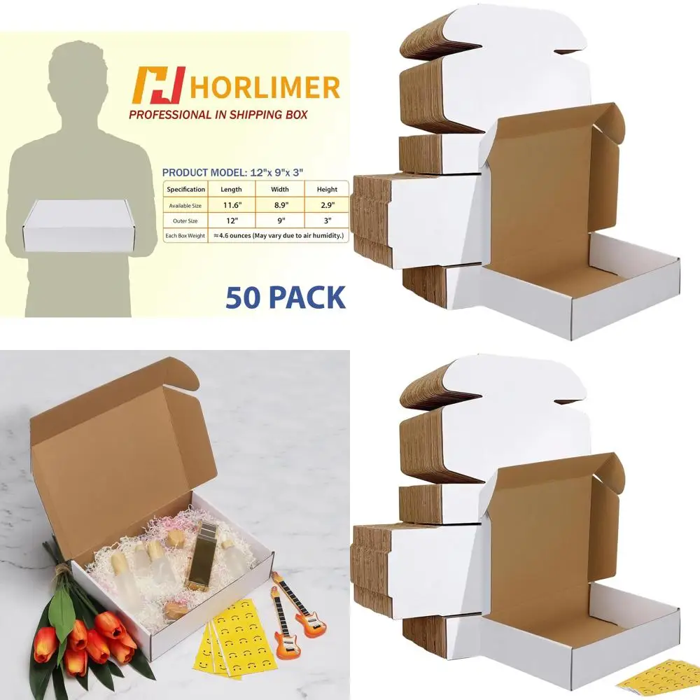 Set of 50 White Medium Cardboard Shipping Boxes, 12x9x3 Inches, Ideal for Literature and Mailers
Set of 50 White Medium Cardboard Shipping Boxes, 12x9x3 Inches, Ideal for Literature and Mailers