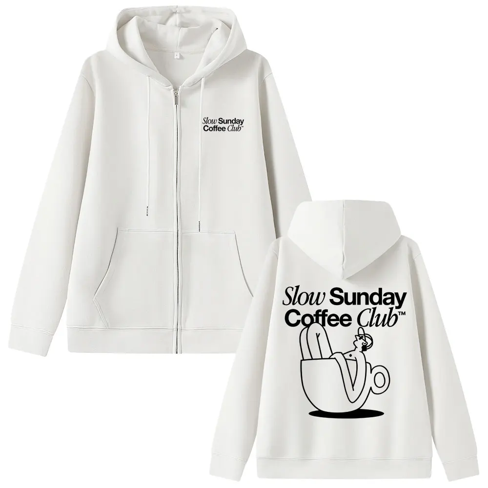 Slow Sunday Coffee Club Zipper Hoodie Men Women Fleece Cotton Oversized Zip Up Sweatshirt Men's Casual Funny Meme Zip Up Jacket
Slow Sunday Coffee Club Zipper Hoodie Men Women Fleece Cotton Oversized Zip Up Sweatshirt Men's Casual Funny Meme Zip Up Jacket