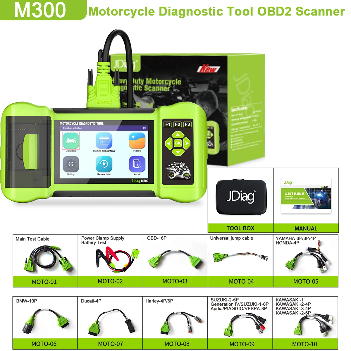 JDiag M300 OBD2 сканер, диагностический инструмент для мотоциклов, диагностические инструменты для мотоциклов, ABS двигатель для BMW Yamaha Harley Honda Ducati
JDiag M300 OBD2 сканер, диагностический инструмент для мотоциклов, диагностические инструменты для мотоциклов, ABS двигатель для BMW Yamaha Harley Honda Ducati