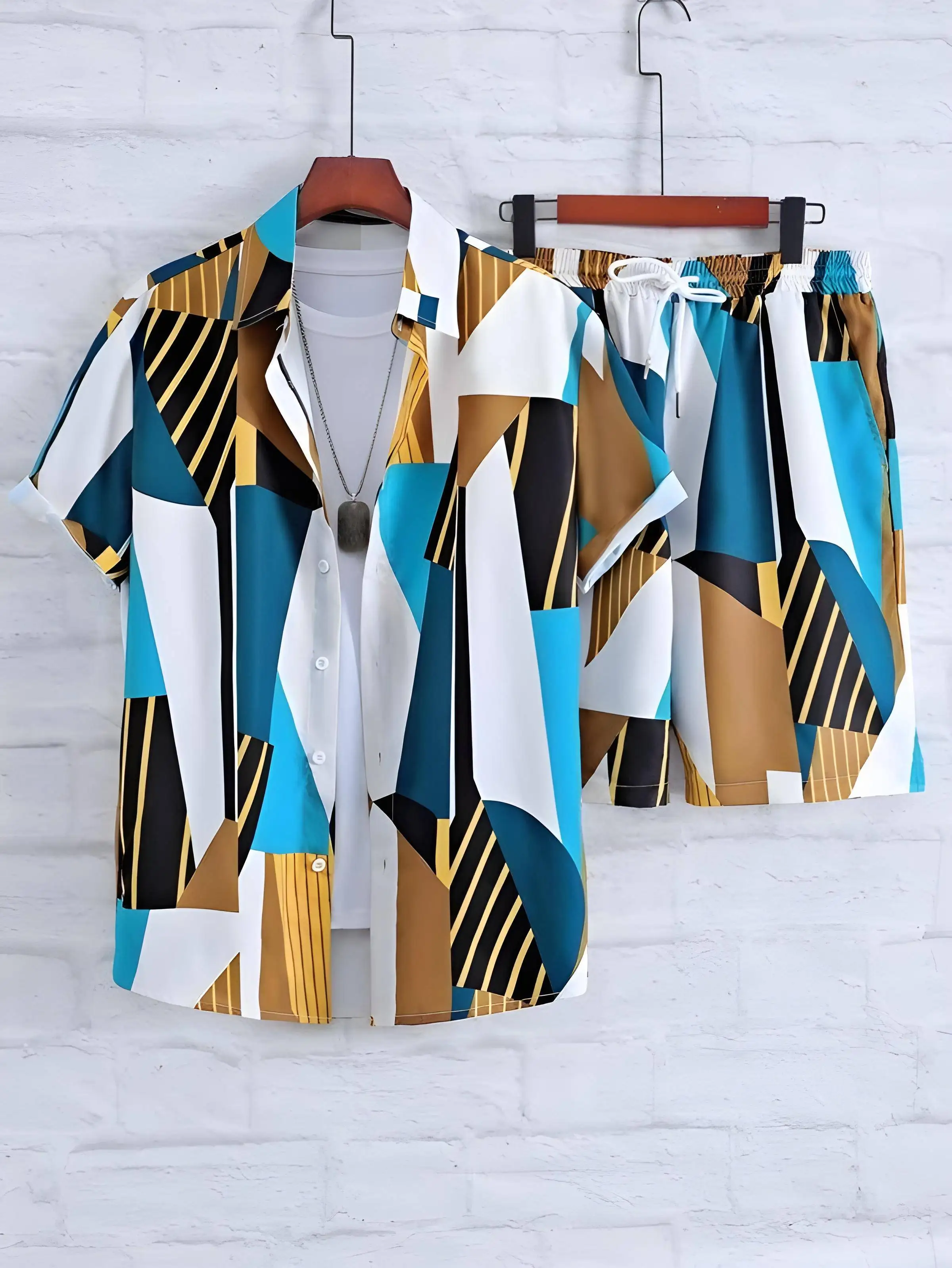 Men's Geometric Shirt 2 Piece Shirt Set Short Sleeve Shorts Fashion Hawaiian Casual Hawaiian Holiday Beach Shirt Set
Men's Geometric Shirt 2 Piece Shirt Set Short Sleeve Shorts Fashion Hawaiian Casual Hawaiian Holiday Beach Shirt Set