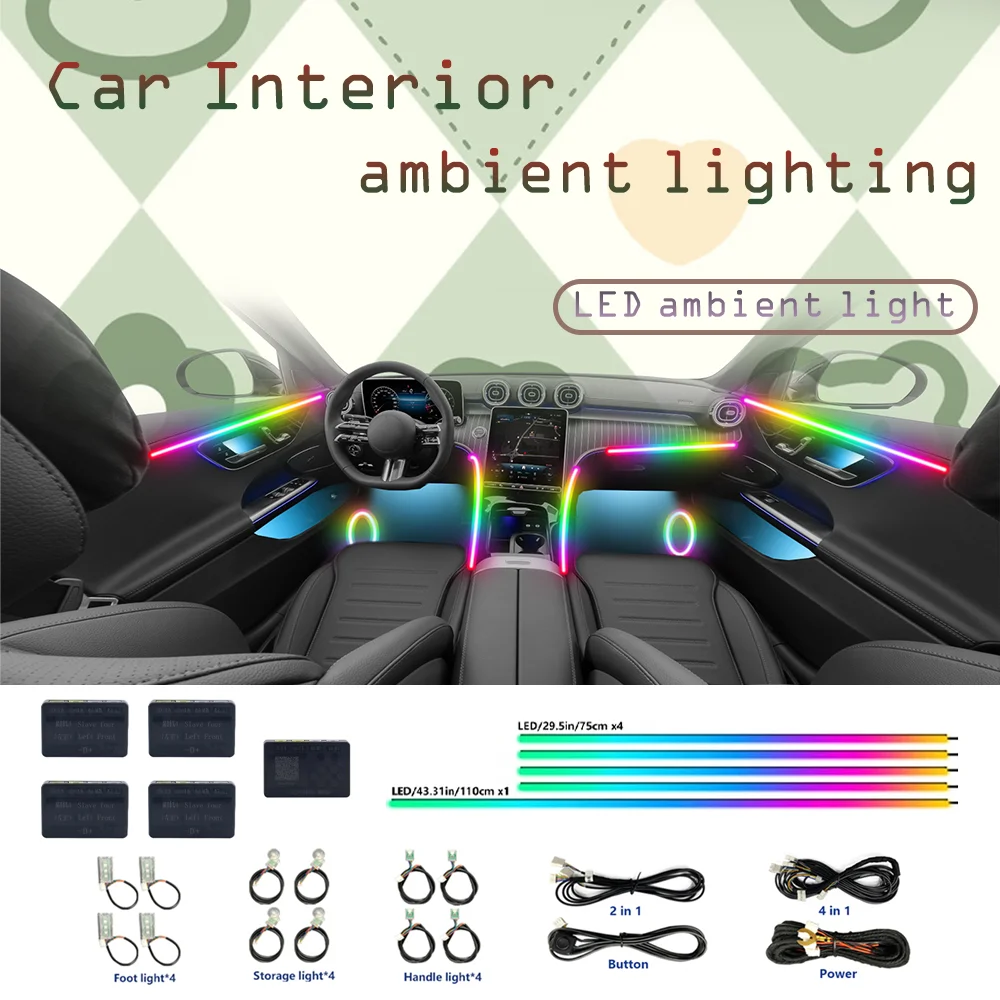 64-цветная RGB акриловая направляющая для салона автомобиля, светодиодная лента, управление через приложение для телефона, синхронизация музыки, декоративная атмосферная лампа
64-цветная RGB акриловая направляющая для салона автомобиля, светодиодная лента, управление через приложение для телефона, синхронизация музыки, декоративная атмосферная лампа