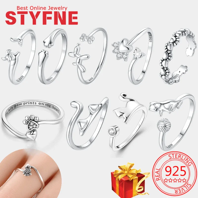 Rings Sterling Silver 925 Cat dog pet Heart ring for woman Suitable For Ladies' Anniversary Wedding Jewelry With Gift Bag
Rings Sterling Silver 925 Cat dog pet Heart ring for woman Suitable For Ladies' Anniversary Wedding Jewelry With Gift Bag
