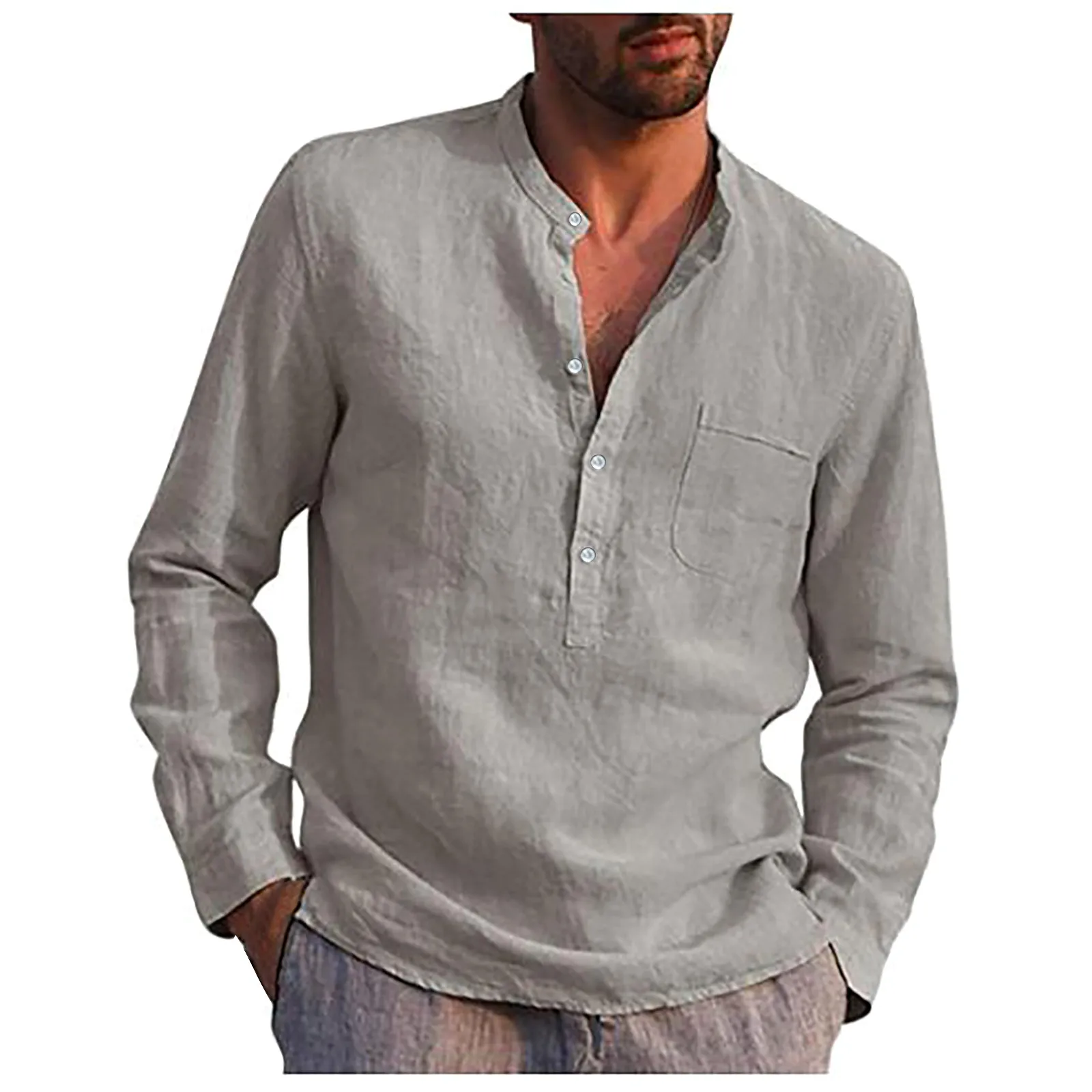Men Classic Shirts Fashion Spring Summer Casual Cotton Linen Loose Shirts Solid Long Sleeve Stand Collar Daily All-Match Shirts
Men Classic Shirts Fashion Spring Summer Casual Cotton Linen Loose Shirts Solid Long Sleeve Stand Collar Daily All-Match Shirts