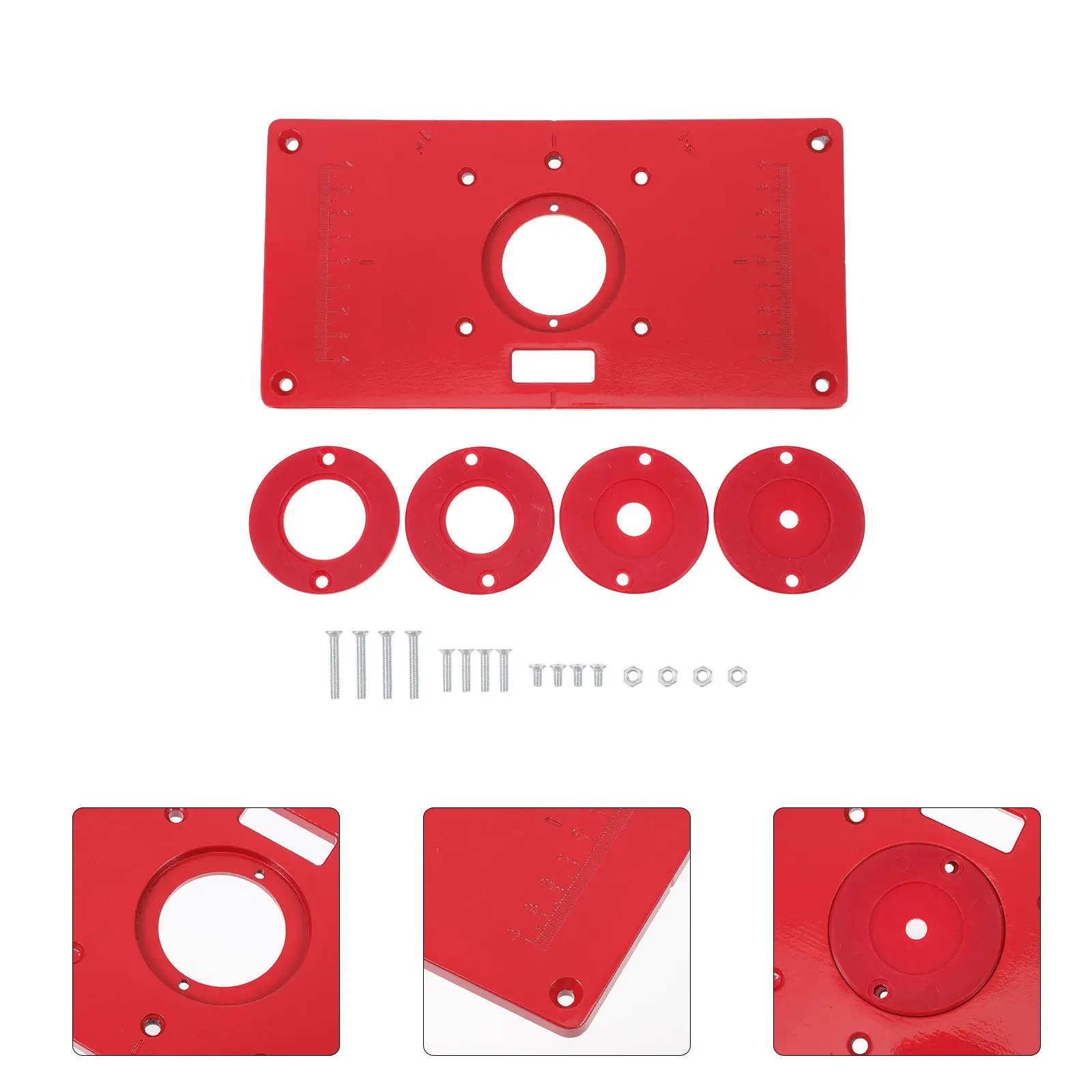 1Set High-Durability Aluminum Alloy Router Insert Plate with Center-Hole Bushing for Wood Trimmer Engraving Machine Flipping
1Set High-Durability Aluminum Alloy Router Insert Plate with Center-Hole Bushing for Wood Trimmer Engraving Machine Flipping