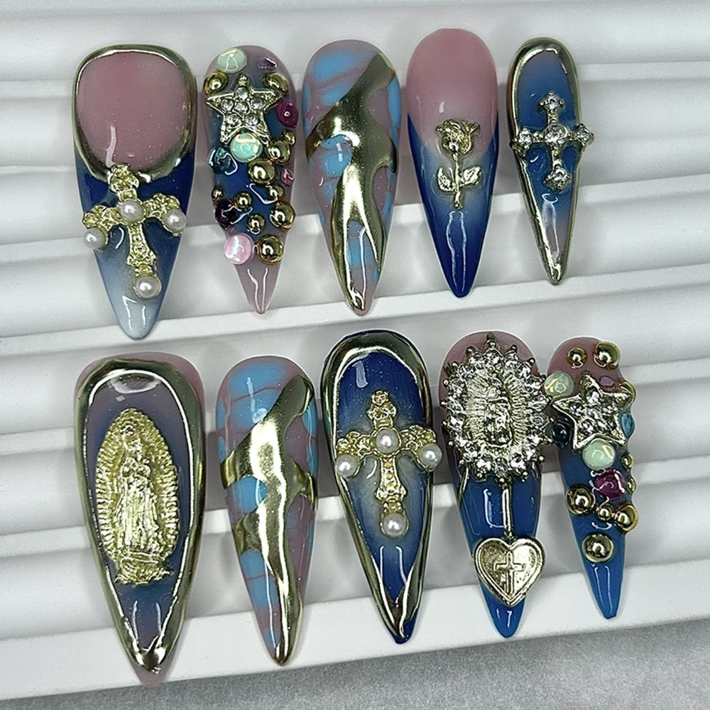 10 шт., винтажный стиль, размазанный жемчужный крест, ручная работа, накладные ногти, роскошные драгоценные камни, звезды, накладные ногти, съемные, многоразовые
10 шт., винтажный стиль, размазанный жемчужный крест, ручная работа, накладные ногти, роскошные драгоценные камни, звезды, накладные ногти, съемные, многоразовые