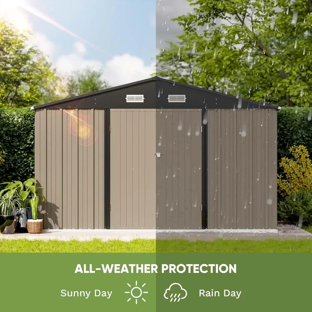 t 10 X 8 FT Outdoor Storage Shed,Large Garden Tool Metal Shed with Sloping Roof and Double Lockable Door,Outdoor Shed for Backya
t 10 X 8 FT Outdoor Storage Shed,Large Garden Tool Metal Shed with Sloping Roof and Double Lockable Door,Outdoor Shed for Backya